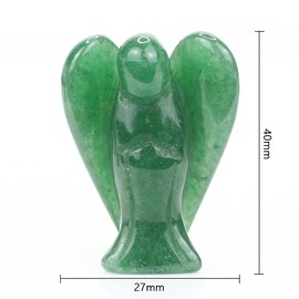 Ouubuuy Hand Carved Crystal Angel, Pocket Guardian Natural Gemstone Statue Mini Figure Decoration for Peace, Love, Happiness and Healing, 1.5 Inches (Green Aventurine)