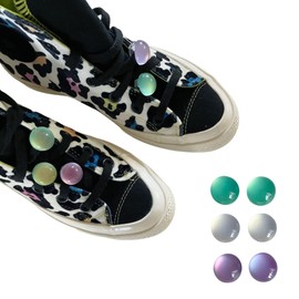 SUELALA Shoe Charms for Sneakers Laces Frilly Shoelaces Decorations Clips DIY Shoelace Charms for Casual Shoes Women Girl Accessory (White Frills Only) (Aurora Ball Set)