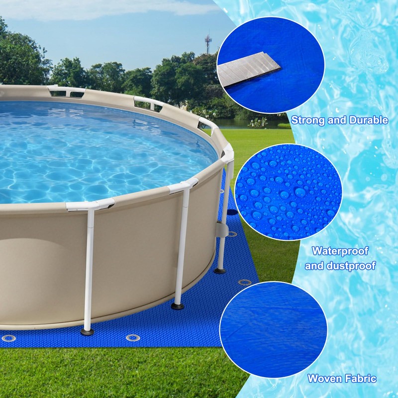 COZYDIG 10x10FT Swimming Pool Ground Cloth,Square Pool Liner Pad for