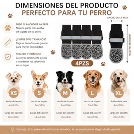 4 Calcetines Antideslizantes para Perros, con Tira Reflectante Ajustable, Algodón Transpirable y Cómodo, Que Evitan Que se Laman Las Patas, Zapatos pa