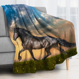 Strong Horse Throw Blanket for Couch, Super Soft Fuzzy Throws Warm Comfortable Plush Fleece Blanket, Fashion Decorative Flannel Fleece Blanket for All Season(60 x 80 in, Strong Horse)