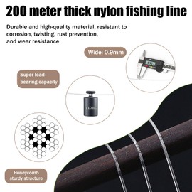 200m Strong Clear Invisible Hanging Wire,0.8 mm Nylon String Picture Frame,Fishing Wire for Hanging Crafts with 120 Pcs Crimping Sleeves for Hanging Picture Decoration