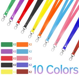 Pack of 20 Colourful Nylon Lanyards with Swivel Clasp, Neck Strap Lanyards, Office Badges Lanyards, Multicoloured Neck Straps for Mobile Phones, Keys, Office, ID Card, multi-coloured