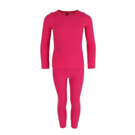 Fruit of the Loom Girl's Waffle Weave Top and Bottom Thermal Long Underwear Fuchsia