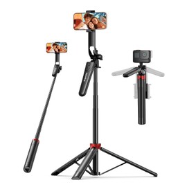 Aureday Aureday 72" Phone Tripod and Selfie Stick, Cell Phone Tripod Stand with Wireless Remote & Extendable Phone Mount for Travel/Selfie/Recording/Vlogging, Compatible with iPhone/Android/Camera