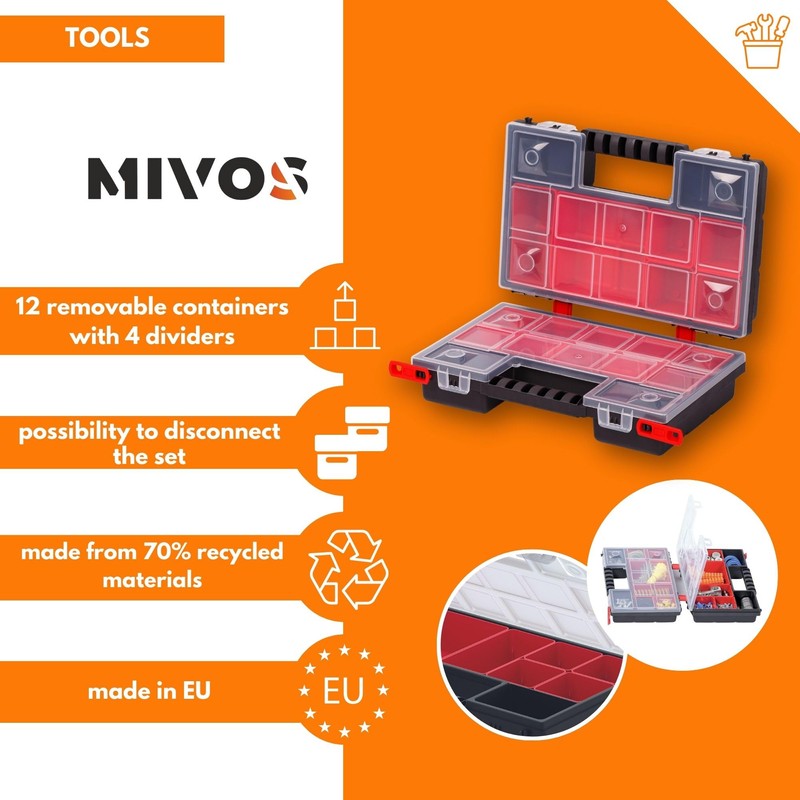 MIVOS Double-sided Portable Tool Box, 287 x 186 x 100