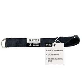 EZ-Xtend Premium D-Ring Strap with Loop for Rail Attachment of Standard Bimini Strap to Handrail - Stainless Steel D-Rings - Boat Accessories - 1 Pack (Black, 8 1/2 inches with D-Ring & Loop)