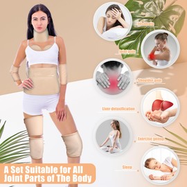 Dansib 11 Pcs Castor Oil Pack Wrap Set, Flannel Reusable Castor Oil Pack Kit for Waist Neck Breasts Elbow with Adjustable Strap and Laundry Bag Machine Washable, Castor Oil Not Included (Skin Color)