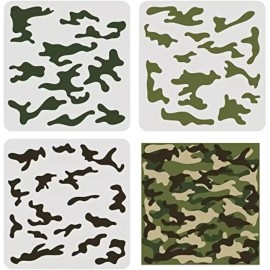 Www.AmericanDreamCustompaint.com 4pc  10” Camouflage Camo CUSTOM PAINT AIRBRUSH Stencils STICK ON vinyl stencil