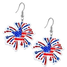 JMHACHY 4th of July Earrings for Women - USA Dangle Earrings, 4th of July Outfits for Women, Independence Day Patriotic Accessories, Firework