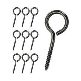 PATIKIL Screw Eyes 3/16 x 2.5 Inch / M5x65mm, 10 Pcs 304 Stainless Steel Eye Screw Hooks Self Tapping Eye Bolt for Wood Securing Cables Wire, Indoor & Outdoor Use, Black