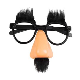 Boland 02597 - Party Glasses Figure, 1 Piece, One Size, Black Glasses with Nose, Eyebrows and Upper Lip Beard Made of Synthetic Hair, Plastic, Clown, Accessory, Carnival, Fancy Dress, Theme Party
