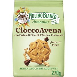 Mulino Bianco Cioccoavena Biscotti Senza Zuccheri Aggiunti con Farina di Fiocchi d'Avena, Cioccolato e Maltitolo, Fonte di Fibre, Biscotti Senza Zucchero, Mulino Armonia, Confezione 270g
