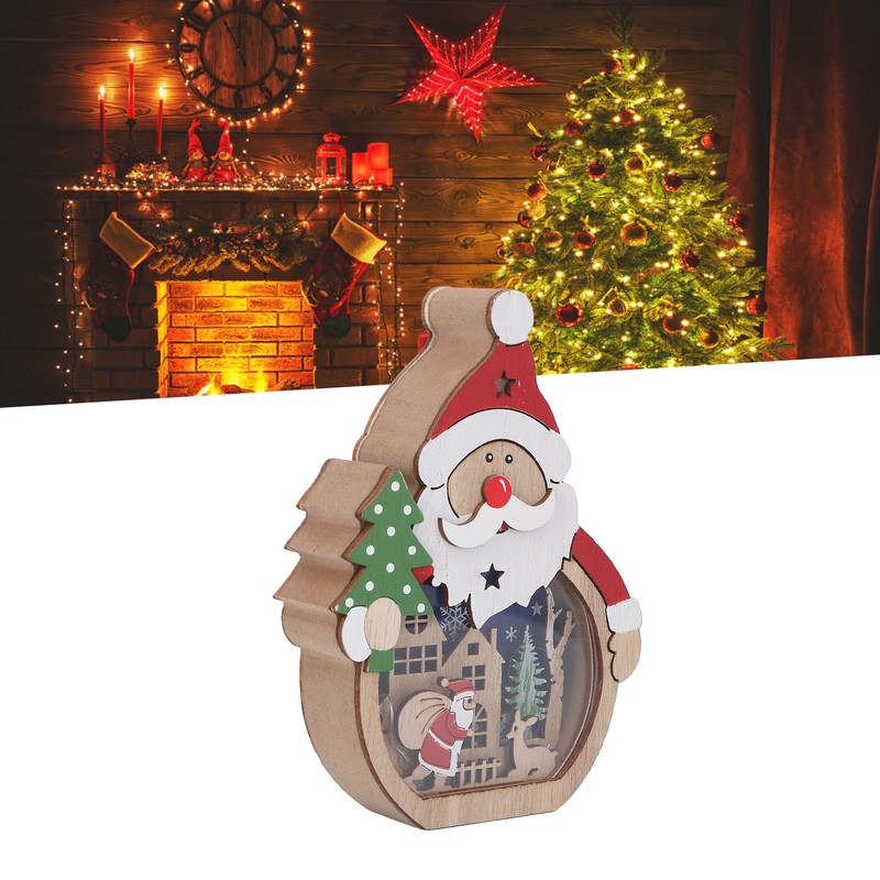 Luminous Christmas Ornament LED Light Emitting Wooden Christmas Decorations Ornaments