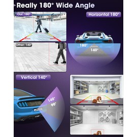 【Echte 180°】 Rückfahrkamera 180° Weitwinkel AHD 1080P Rückfahrkamera Auto 360° Drehbar Rückfahrkameras Metallgehäuse Ruckfahrkamera Nachrüsten für Auto Wohnmobil Nachtsicht IP69K Wasserdicht 12V-24V