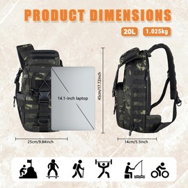 MANETTA Tactical Sling Bag for Men, Large Tactical Shoulder Bag with Bottle Holder, Cross Body Bag Chest EDC Bag For Camping Hiking Trekking Daypack
