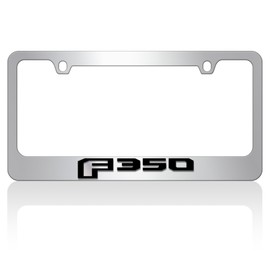Eurosport Daytona- Compatible with 2015, Ford F-350, Black Word, Mirror F - Chrome License Plate Frame