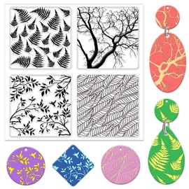 CHGCRAFT Fern Branches Leaves Polymer Clay Texture Sheets Plants Clay Modeling Pattern Pad Clay Mat for DIY Jewelry Making Craftwork and Printing Patterns Polymer Clay Earrings Tools,5.5x5.5Inch