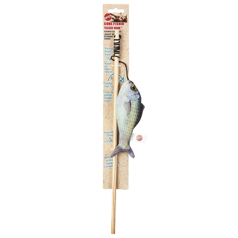 SPOT Fanatic Fish Teaser Wand for Cats – Realistic Fish