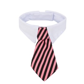 ZTON Handcrafted Adjustable Formal Pet Bowtie Collar Neck Tie for Dogs & Cats (L, Black Stripe)