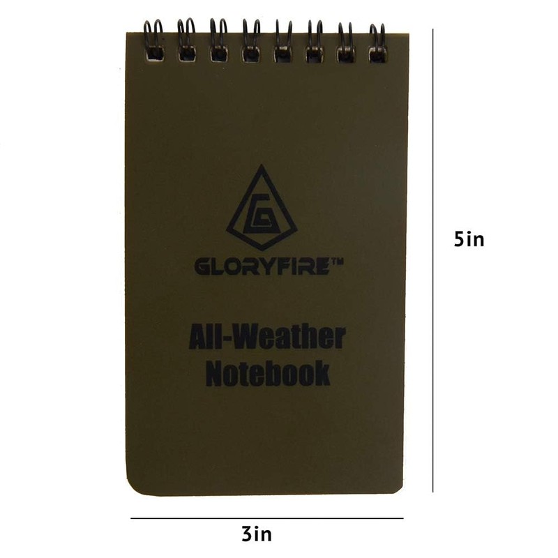 GLORYFIRE Waterproof Notebook Tactical All-Weather Spiral Memo Paper Notepad with