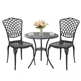 Withniture Bistro Set 3 Piece, All Weather Outdoor Bistro Table and Chairs Set of 2