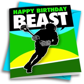 Play Strong ELITE Lacrosse Beast Birthday Card 1-Pack (5x7) Lacrosse Sports Birthday Cards Greeting Cards - Awesome for Lacrosse Players, Coaches and Fans Birthdays, Gifts and Parties!