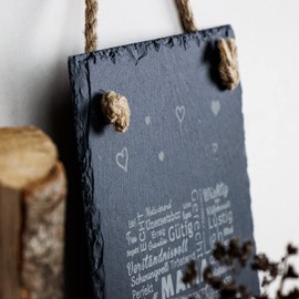 Spruchreif Slate Board for Mum, Slate with Engraving, Slate Door Sign, Wall Decoration, Gifts for Mum, Mother's Day Gift