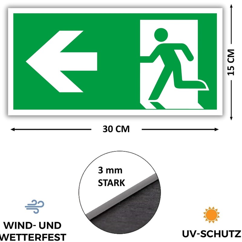 Pack of 2 – Sign Emergency Exit Sign Arrow Left