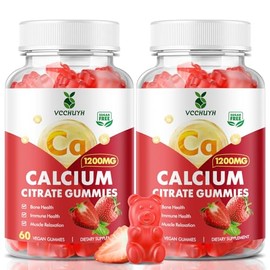 VCCHUYH VCCHUYH Calcium Citrate Gummies 1200mg, Chewable Calcium Supplements for Women & Men, Sugar Free Calcium Gummies for Bone, Muscle & Immune Support, Strawberry Flavor 120 Count