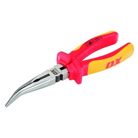 OX Pro VDE Bent Long Nose Pliers - 200mm (8")