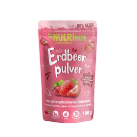 NUTRIPUR Erdbeer Fruchtpulver: 100g Erdbeeren gefriergetrocknet und fein gemahlen C Getrocknete Frchte ohne Zucker Zusatz C Erdbeeren Pulver, Gefriergetrocknete Frchte, Gefriergetrocknete Beeren von NutriPur