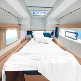 JS Sanders Collection 100% Egyptian Cotton AFT Berth 4 Piece The Best Boat AFT Berth Bedding Fits mattresses up to 8” Depth Sheet Set - 600 TC, White