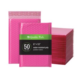 Quality Park Bubble Mailers, 6 x 9 Inch, Pink Poly Mailers, Padded Envelopes, Shipping Envelopes, Water Resistant, Self Seal, 50 Per Box (QUA85858)