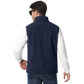 TACVASEN Men's Full-Zip Fleece Vest Casual Lightweight Sleeveless Outerwear Winter Soft Warm Jacket Outdoor Navy S