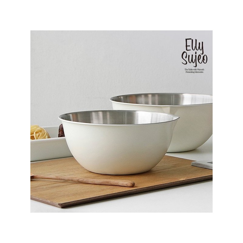 Elimach Cream-tone Stainless Steel Mixing Bowl 24cm / 엘리막쉬 크림톤