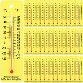 Maitys 50 Pcs Student Thermometers Dual Scale Analog Boiling Point Safety Science Thermometer for Indoor Labs Rooms Use Classroom Teaching Tools School Supplies