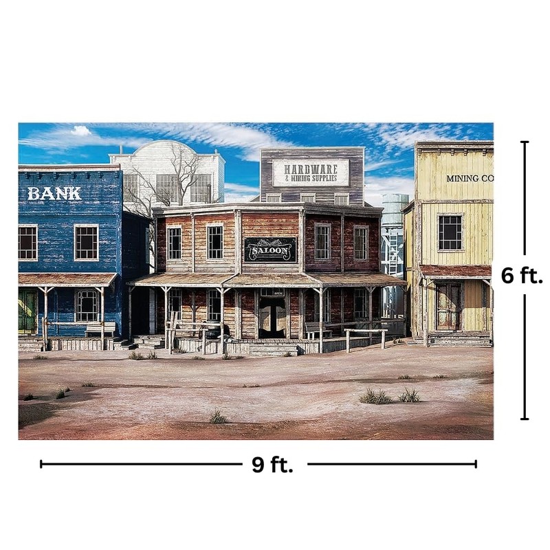 Fun Express Western Town Backdrop Banner Set – Rustic Western