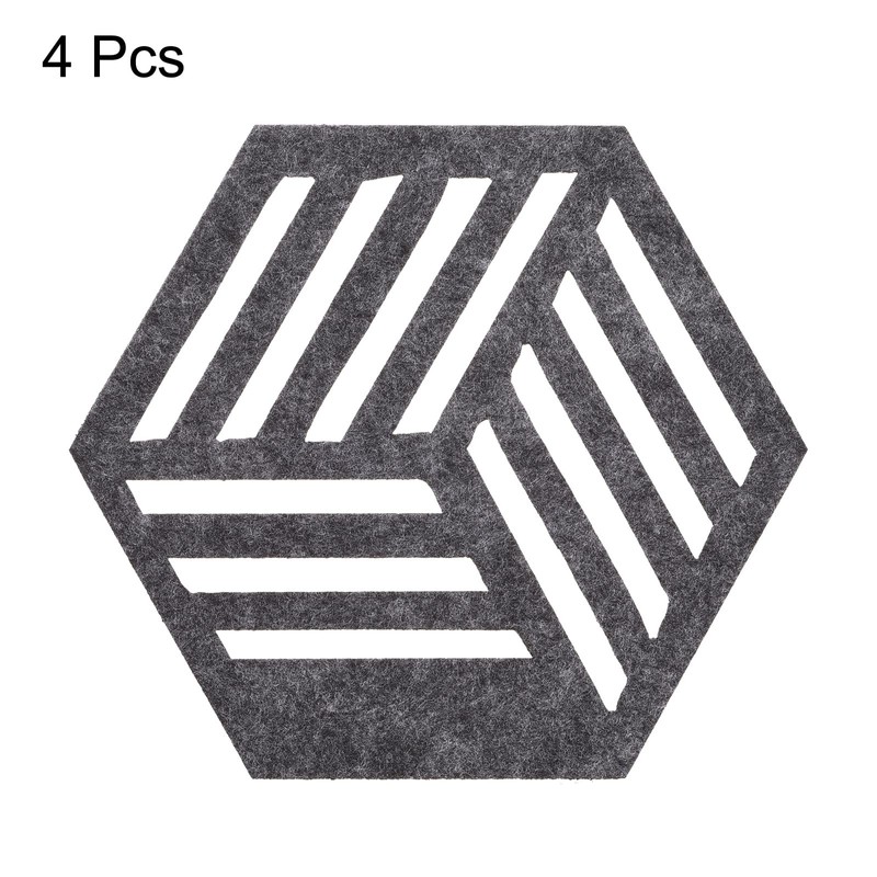 uxcell Felt Coasters, 4pcs Hexagon Mat Pad Coaster for Drink