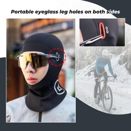 ROCKBROS Balaclava Mask Cold Weather Motorcycle Helmet Liner Skull Cap Thermal Neck Gaiter Breathable Winter Scarf Mask Cycling Skiing Black