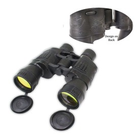 HUNTER Stylish Black Rubber-Coated Binoculars | 10x Magnification | 50mm Ruby Lenses | Built-in 1/2" Compass | Includes Accessories