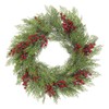 SilksAreForever 20" Cedar & Berry Artificial Hanging Wreath -Green/Red (Pack