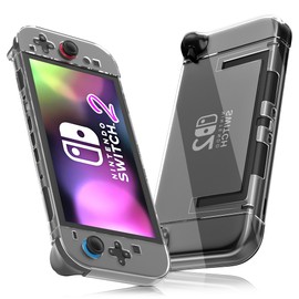 FUNDIARY Clear Case for Switch 2 2025 with Hollowed-Out Design, [Shockproof] Slim Hard PC Dockable Protective Case Skin Grip with Compatible with Switch 2 Game Console and Joy Con Controller