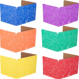 Really Good Stuff Standard Privacy Shields for Student Desks – Set of 12 - 6 Group Colors - Matte - Study Carrel Reduces Distractions - Keep Eyes From Wandering During Tests, Red, Blue, Green, Yellow, Orange & Purple With Stars & Swirls Pattern
