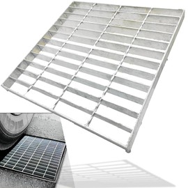 MASSLUNT Galvanized Steel Drain Grate 16x16 in for Vodaland Catch Basin, B-Class 28100 lbs Heavy-Duty Outdoor Driveway Trench Drainage Grate, Square Metal Channel Sewer Cover (True 15.4x15.4)