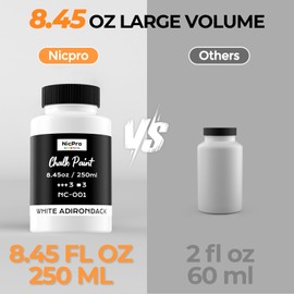 Nicpro All-in-One White Chalk Paint for Furniture, 8.45 oz (250ml) Matte Finish Acrylic Craft Paint, Built-In Primer & Top Coat, Non-Toxic Furniture Paints for Cabinets, Wood, Metal, Home Decor