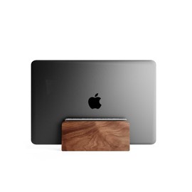 Raico Vertical Laptop Stand Adjustable Premium Walnut Wood Dock Clamshell Stand Macbook Holder for Desk - Walnut Wood | Single Slot