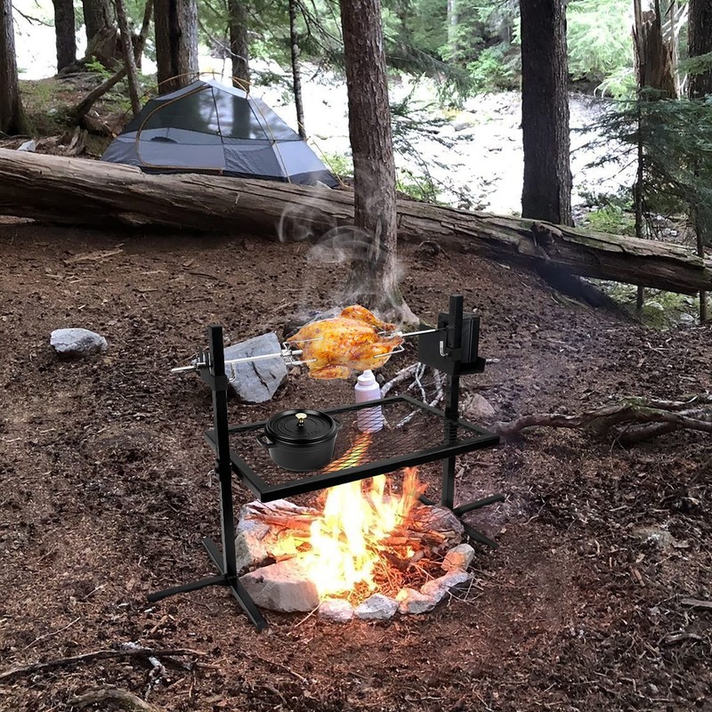 onlyfire Adjustable Outdoor Camping Rotisserie Grill System and Spit Kit
