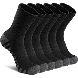 6 Pares Calcetines para Hombre, Calcetines Deportivos Algodón Transpirables, Calcetín Antideslizantes Duradero, Calcetas Mid Crew Absorbe el Sudor y Antiolor, para Baloncesto, Futbol, Correr, Gym