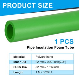 PATIKIL Pipe Insulation Foam Tube, 7/8" ID x 3.28Ft Foam Pipe Cover Foam Tubing for Handle Grip Support AC Unit Exercise Machine Roof Rack, Green
